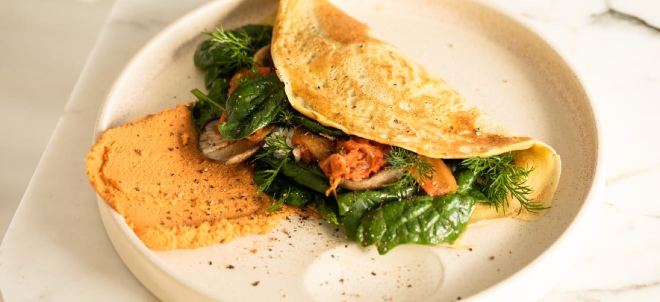 A plate of omelettes on a table